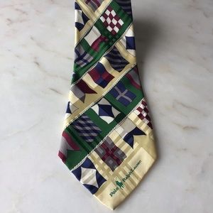 Polo Ralph Lauren flag pattern silk necktie